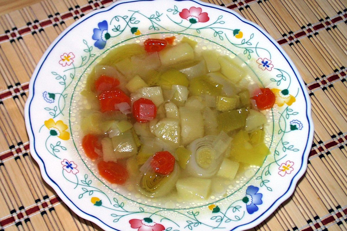 Porrusalda terminado, listo para servir
